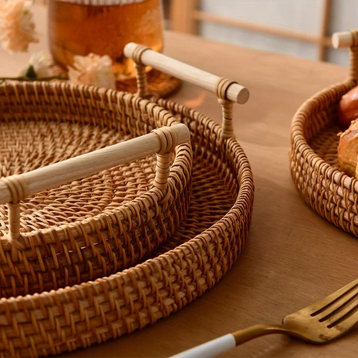 Rattan serving tray