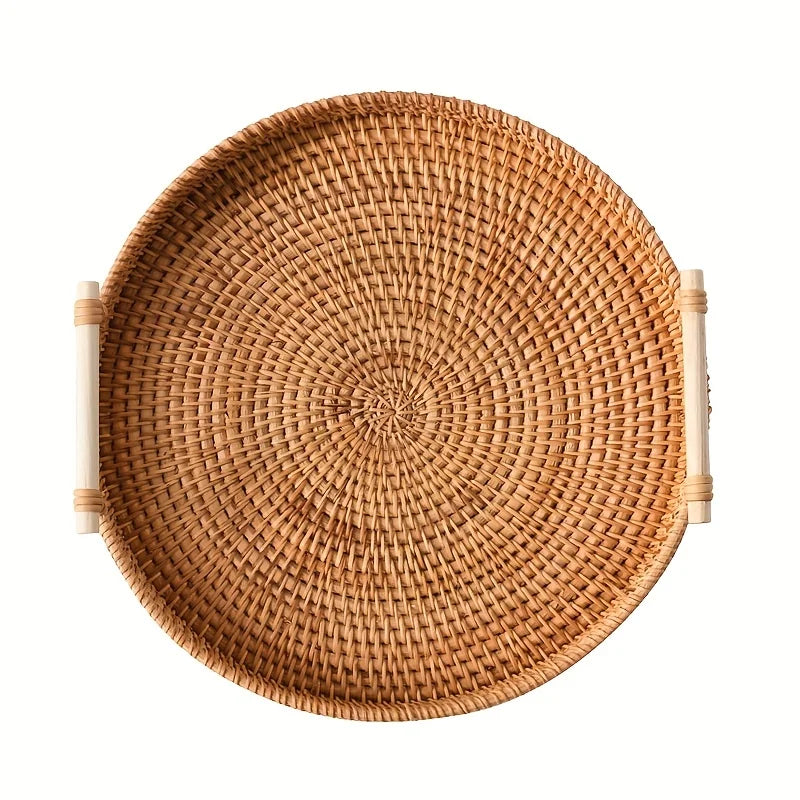 Rattan serving tray