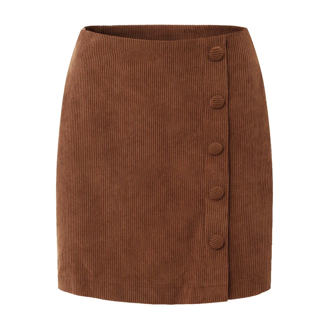 Button corduroy skirt
