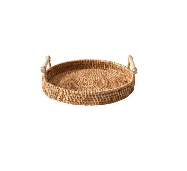 Rattan serving tray